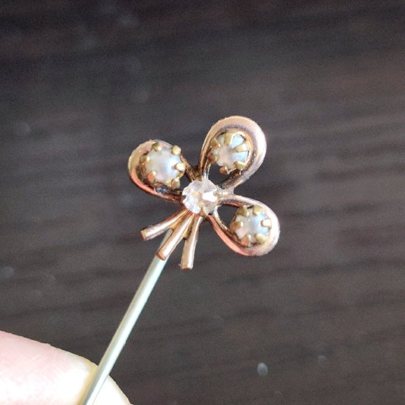 Antique Victorian Cloverleaf Hat /Tie/ Lapel Stick Pin - Picture 4 of 10